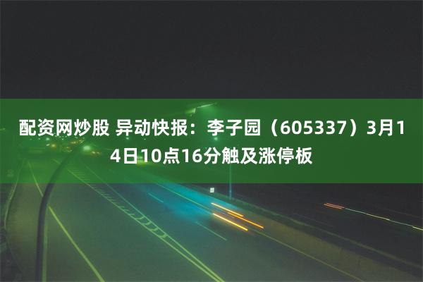 配资网炒股 异动快报：李子园（605337）3月14日10点16分触及涨停板