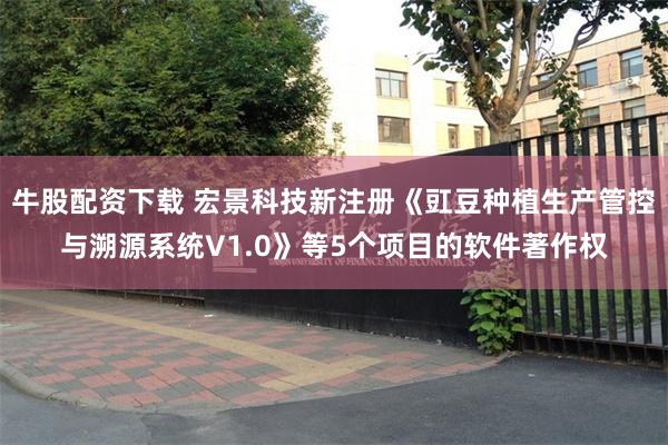 牛股配资下载 宏景科技新注册《豇豆种植生产管控与溯源系统V1.0》等5个项目的软件著作权