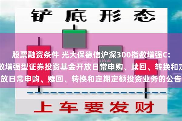 股票融资条件 光大保德信沪深300指数增强C: 光大保德信沪深300指数增强型证券投资基金开放日常申购、赎回、转换和定期定额投资业务的公告